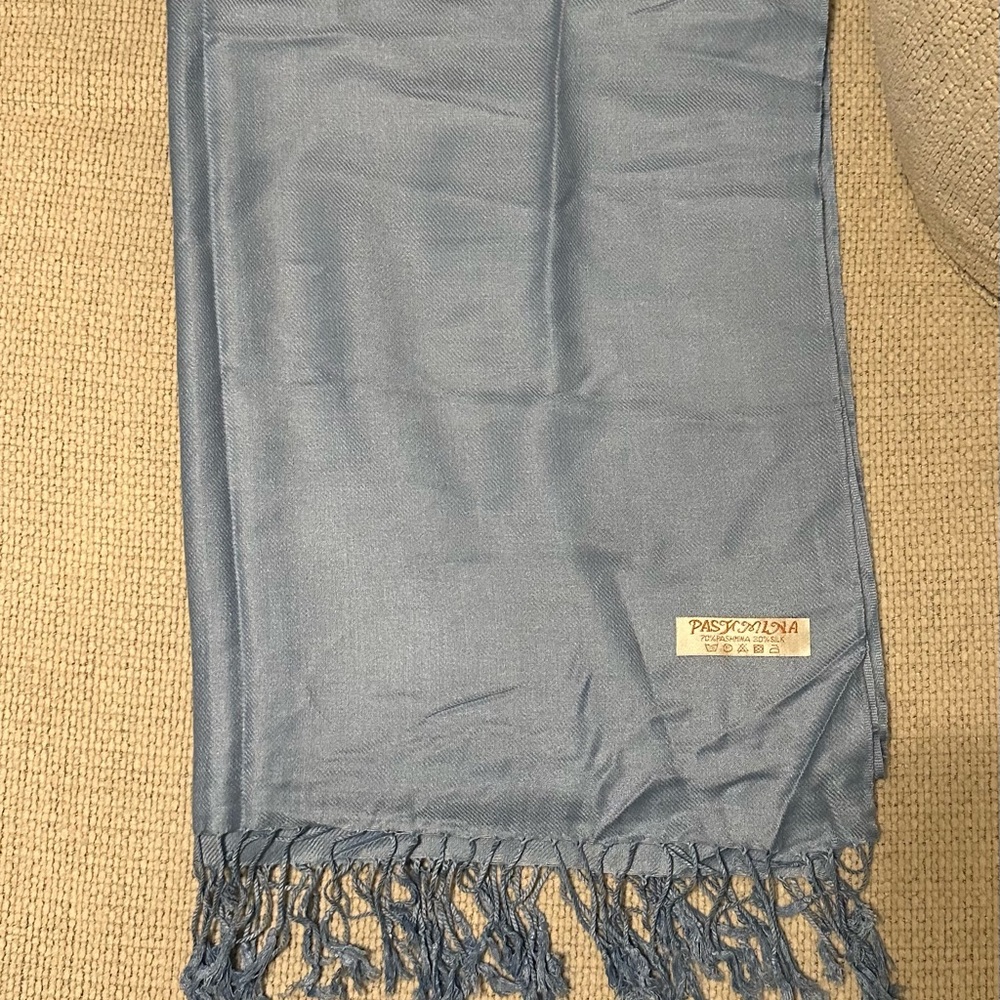 Pashmina Blue Silk Blend Scarf